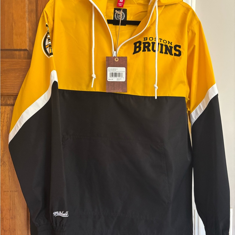 Mitchell & Ness Boston Bruins Yellow and Black Windbreaker